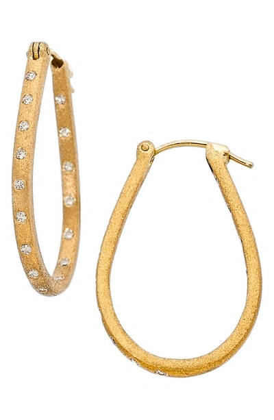 Shop Sethi Couture Dunes Diamond Oval Hoop Earrings In Yellow Gold