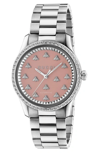 Gucci 26mm G-timeless Diamond-bezel Bee Bracelet Watch, Pink In Undefined |  ModeSens