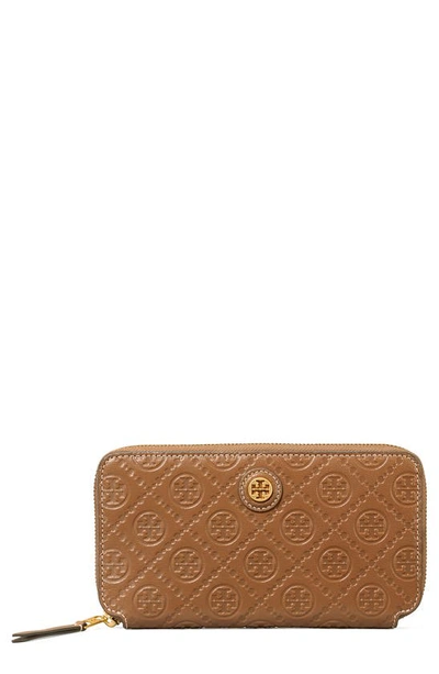Shop Tory Burch T Monogram Leather Continental Wallet In Moose