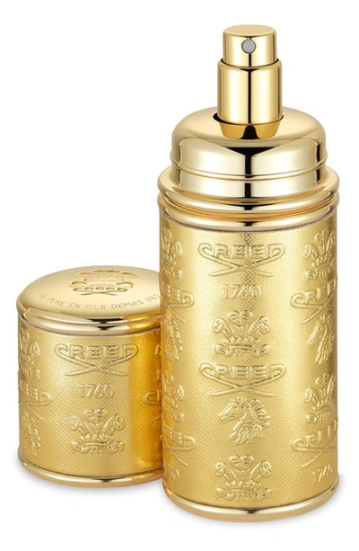 Shop Creed Refillable Deluxe Leather Atomizer, 1.7 oz In Gold/gold Trim