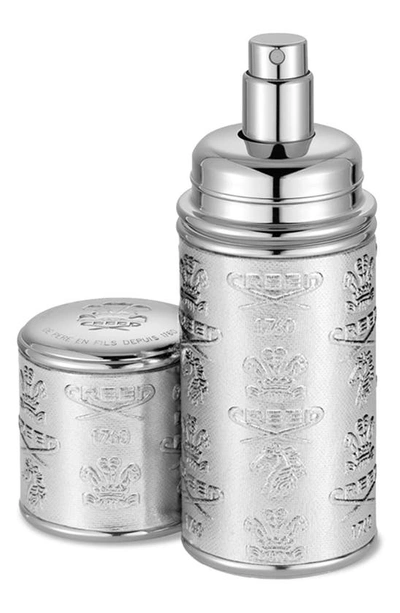 Shop Creed Refillable Deluxe Leather Atomizer, 1.7 oz In Silver/silver Trim