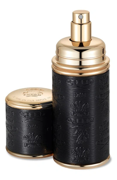 Shop Creed Refillable Deluxe Leather Atomizer, 1.7 oz In Black/gold Trim