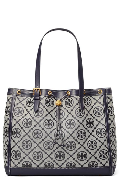 Shop Tory Burch T Monogram Jacquard Large Tote In Tory Navy