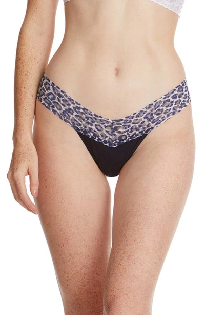Shop Hanky Panky Print Low Rise Thong In Navy/ Leo Leopard