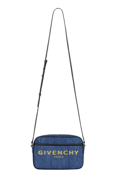 Shop Givenchy Bond Shadow Logo Denim Camera Bag In Blue