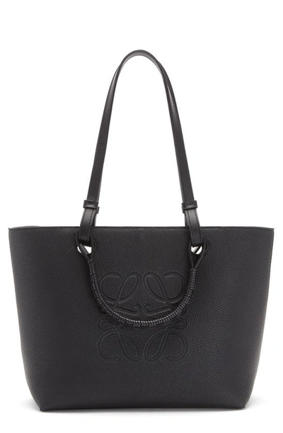 Shop Loewe Small Anagram Leather Tote In Black