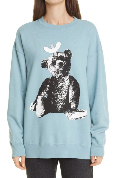 Shop Undercover Toy Teddy Bear Graphic Cotton Sweatshirt In Gray Blue