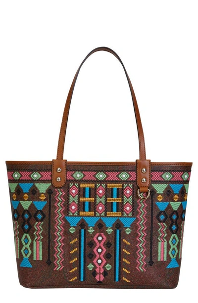 Shop Etro Embroidered Paisley Jacquard Tote In Multi