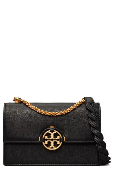 Shop Tory Burch Miller Mini Leather Crossbody Bag In Black