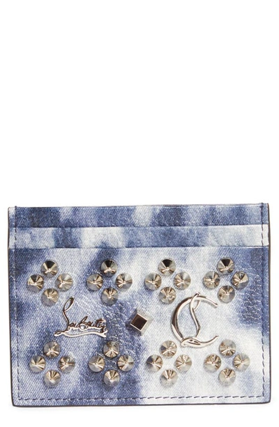 Shop Christian Louboutin Kios Tie Dye Leather Card Case In Multi/ Silver