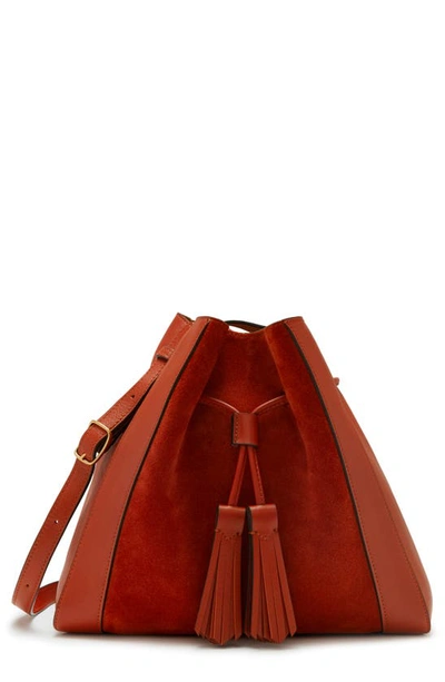 Shop Mulberry Small Millie Suede & Leather Tote In Rust Suede