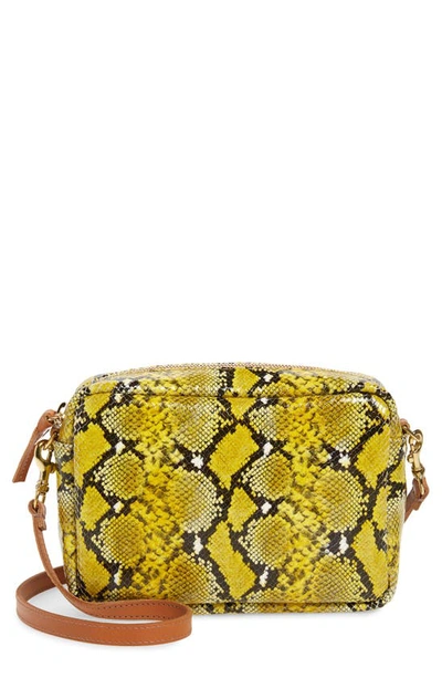 Shop Clare V Midi Sac Leopard Print Leather Crossbody Bag In Yellow Mini Snake