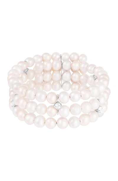 Shop Splendid Pearls Triple Row White Freshwater Pearl Bracelet