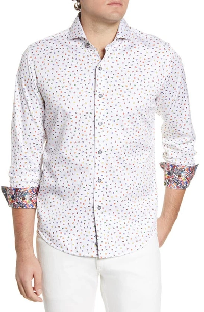 Shop Robert Graham Wave Your Flag Slim Fit Button-up Shirt In White