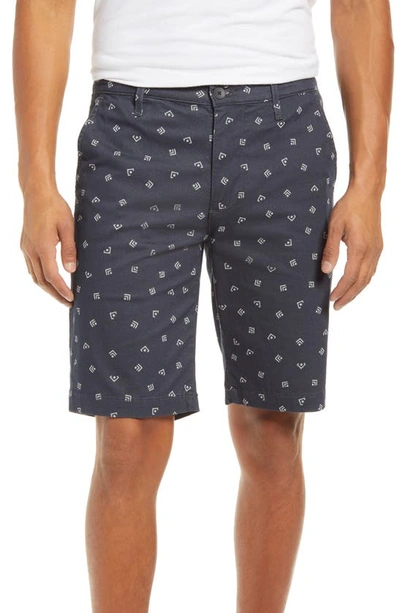 Shop Ag Griffin Geo Print Flat Front Shorts In Vaquero Twilight Canal