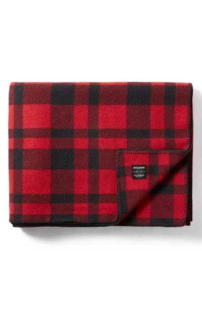 Shop Filson Mackinaw Wool Blanket In Red/ Black Plaid