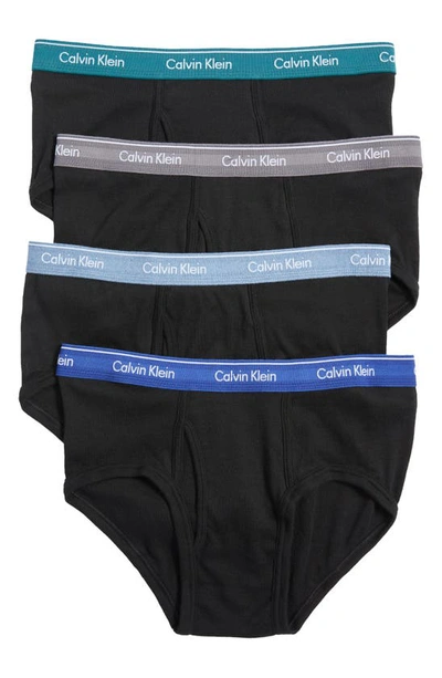 Shop Calvin Klein 4-pack Briefs In Black/ Cement/ Blue Multi