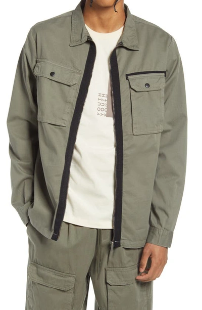 Shop Native Youth Washed Cotton Overshirt In Green