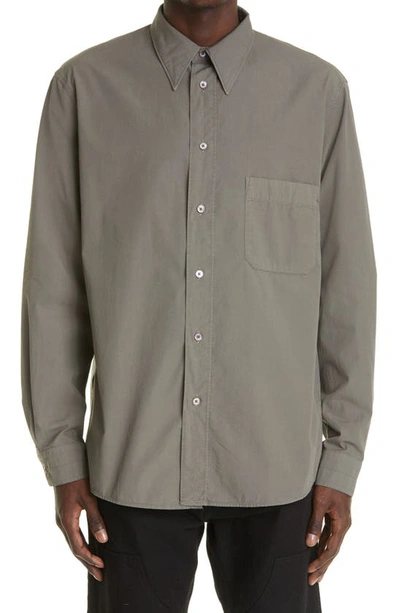 Shop Lemaire Cotton Button-up Shirt In Dark Ash Grey