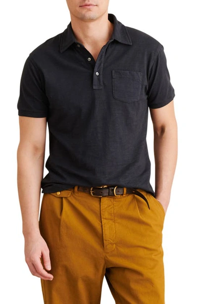 Shop Alex Mill Standard Short Sleeve Slub Pocket Polo In Black