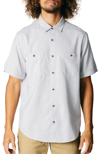 Shop Fundamental Coast Blue Fin Short Sleeve Button-up Shirt In London Fog
