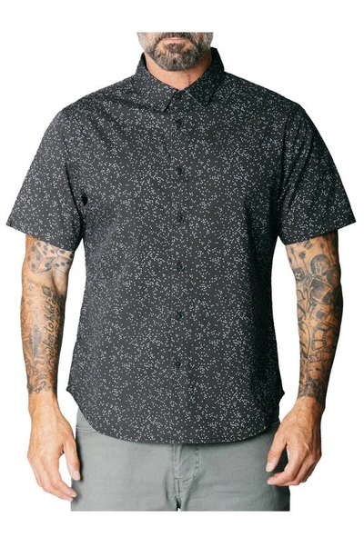 Shop Fundamental Coast Oh Shore Dot Print Stretch Short Sleeve Button-up Shirt In Summer Black