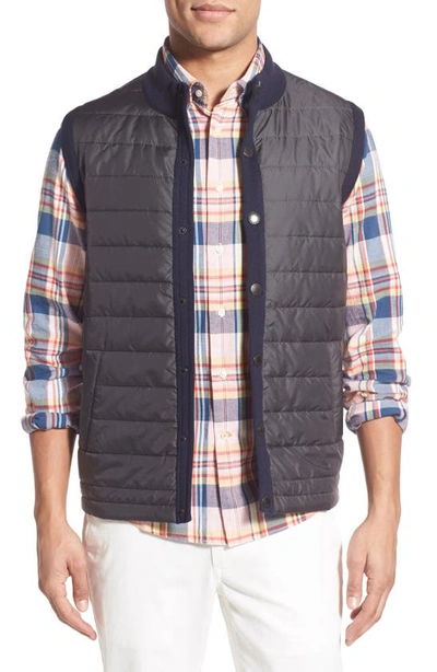 Shop Barbour 'essential' Tailored Fit Mixed Media Vest In Navy