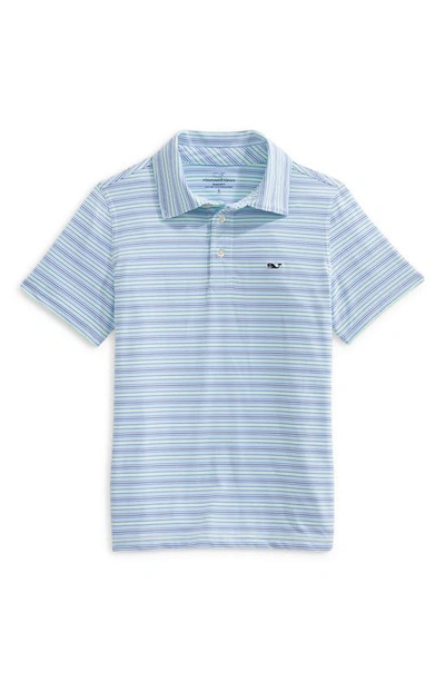 Shop Vineyard Vines Kids' Pointe Milou Sankaty Short Sleeve Polo In Milou Stripe Blue