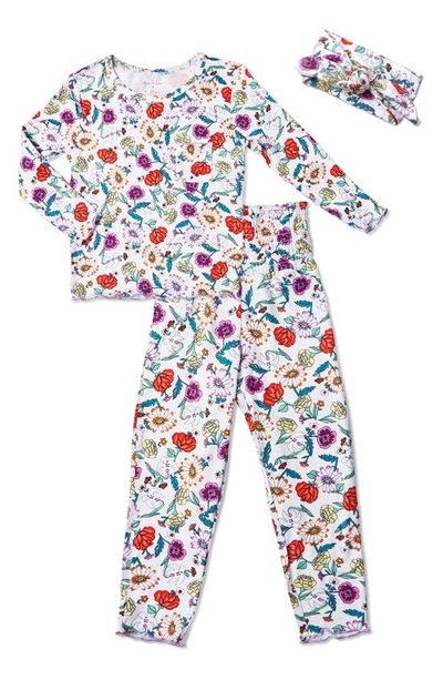 Shop Baby Grey By Everly Grey Charlie Fitted Two-piece Pajamas & Head Wrap Set In Zinnia