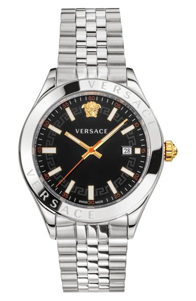 Shop Versace Hellenyium Bracelet Watch, 42mm In Silver/ Black