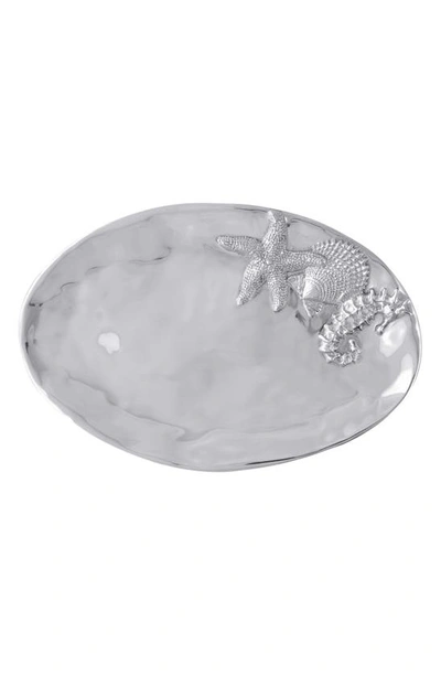 Shop Mariposa Oval Sea Serving Tray In Silver