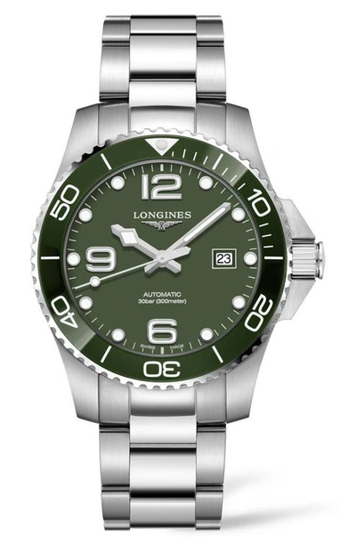 Shop Longines Hydroconquest Automatic Bracelet Watch, 43mm In Green/ Silver