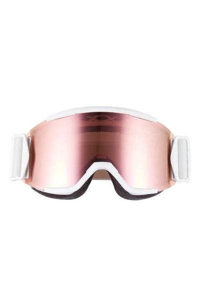 Shop Smith Squad 180mm Chromapop™ Snow Goggles In White Vapor/ Rose Gold