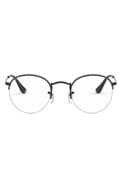Shop Ray Ban 51mm Round Optical Glasses In Shiny Black