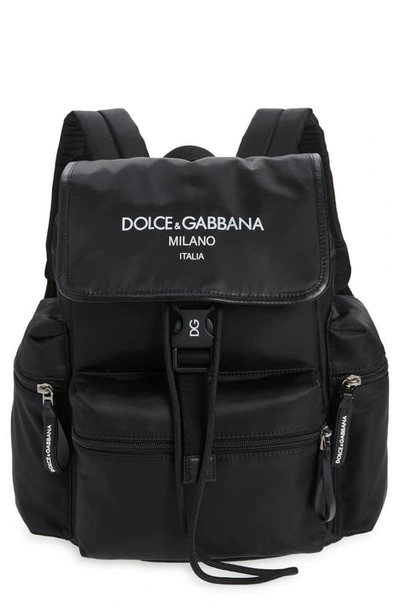 Shop Dolce & Gabbana Kids' Logo Backpack In Nero