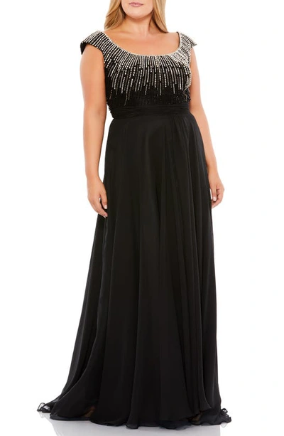 Shop Mac Duggal Beaded A-line Gown In Black