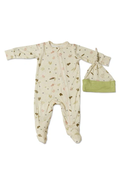 Shop Baby Grey By Everly Grey Jersey Footie & Hat Set In Nature