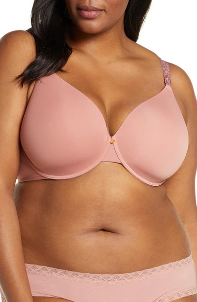 Shop Natori Pure Luxe Underwire T-shirt Bra In Frose/ Red Clay