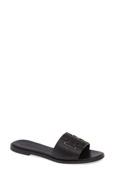 Shop Tory Burch Ines Slide Sandal In Perfect Black/ Silver