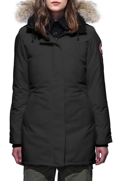 Shop Canada Goose Victoria Fusion Fit Down Parka With Genuine Coyote Fur Trim In Black