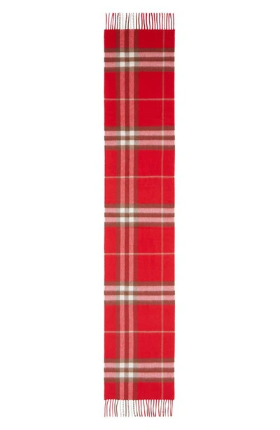 Shop Burberry Giant Icon Check Cashmere Scarf In Bright Military Red