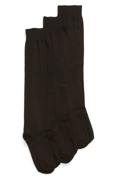 Shop Hue 3-pack Flat Knit Knee High Socks In Black