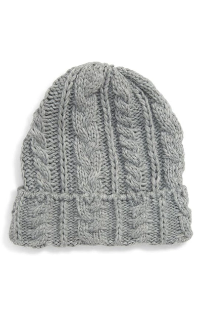Shop Topshop Cable Knit Beanie In Grey