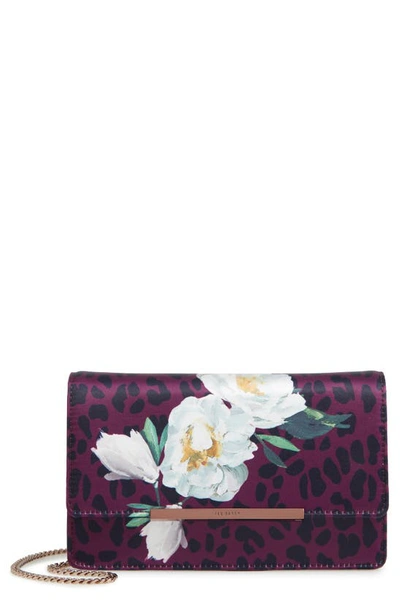 Shop Ted Baker Ginnyy Wilderness Satin Evening Bag In Deep-pink