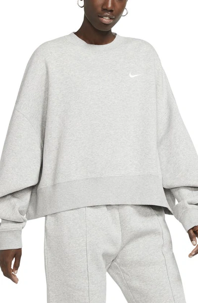 Shop Nike Sportswear Crewneck Sweatshirt In Dark Grey Heather/ White