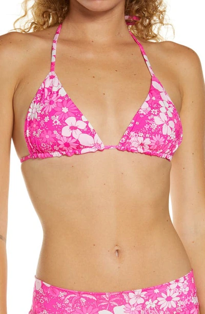 Shop Frankies Bikinis Tavi Floral Triangle Halter Bikini Top In Maui Wowie