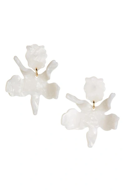 Shop Lele Sadoughi Small Paper Lily Drop Earrings In Mother Of Pearl