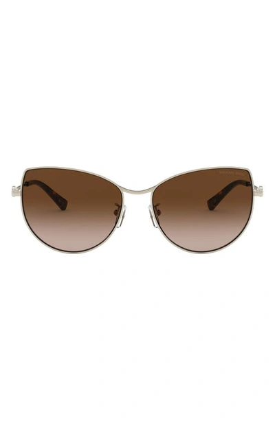 Shop Michael Kors 58mm Cat Eye Sunglasses In Light Gold/ Brown Smoke