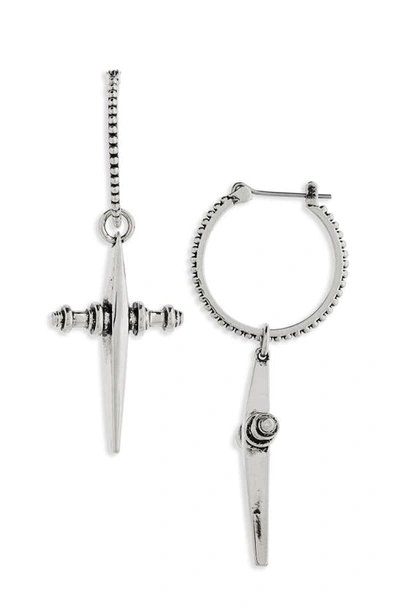 Shop Luv Aj Cross Hoop Earrings In Silver