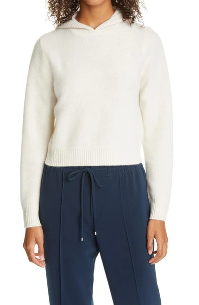 Shop Club Monaco Boiled Cashmere Crop Hoodie In Ivory